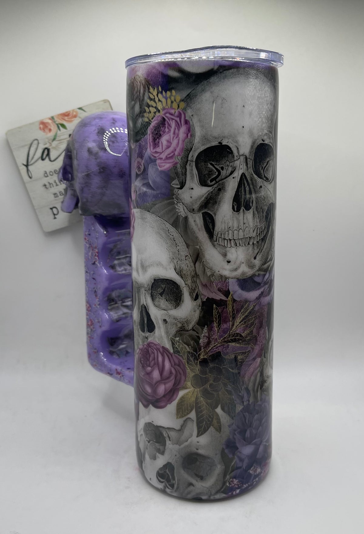 20oz. with 3D Handle Lavender Skull