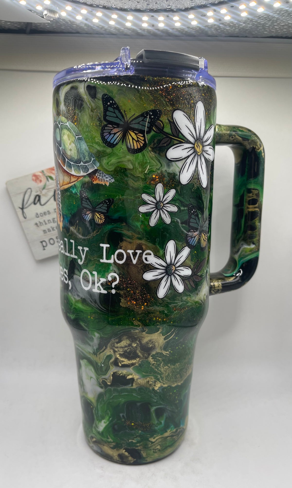 40oz Tumbler Alcohol ink, Epoxy. #43