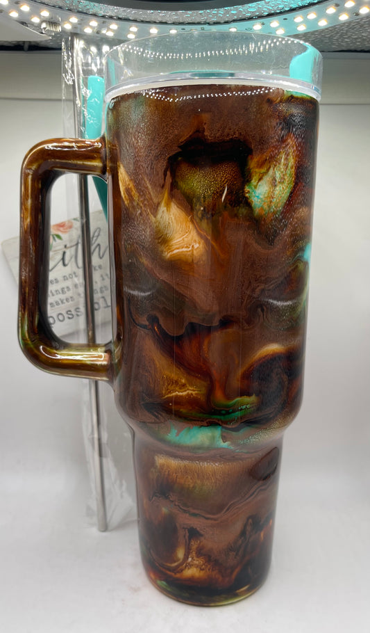 40oz. Alcohol Ink drop Epoxy Tumbler