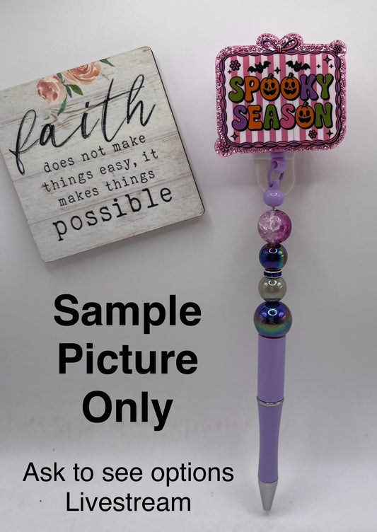 Beaded acrylic PEN REELS.
