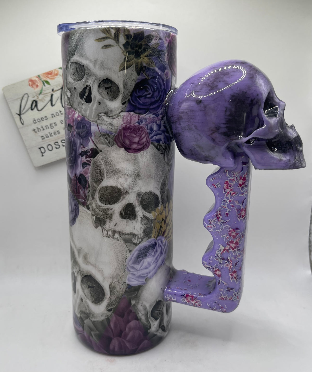 20oz. with 3D Handle Lavender Skull