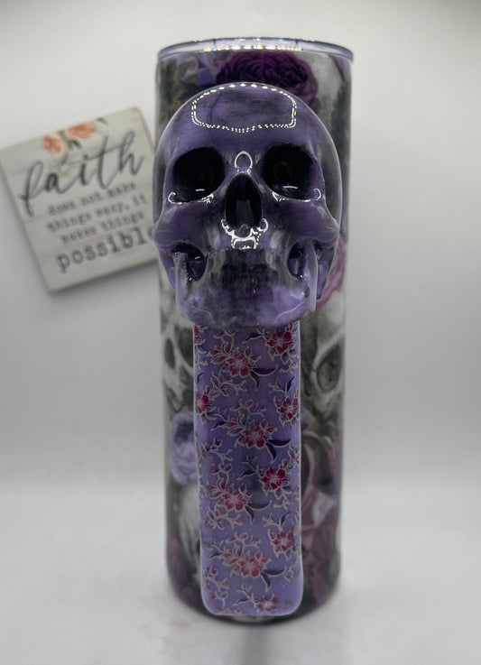 20oz. with 3D Handle Lavender Skull