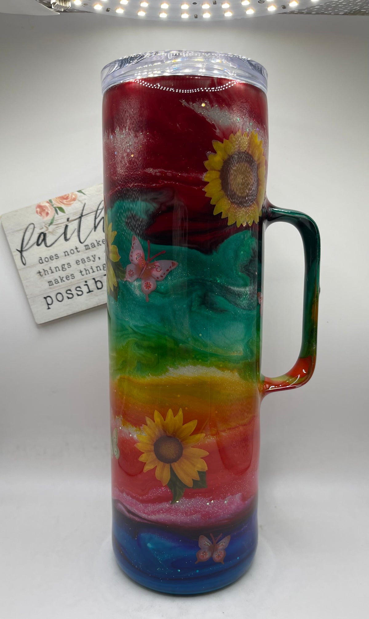 30oz. Tall Skinny with Handle Rainbow Collection