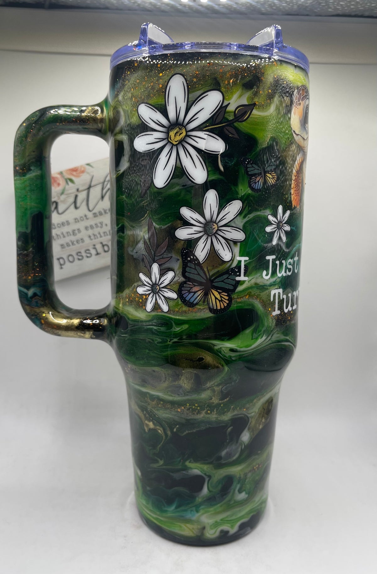 40oz Tumbler Alcohol ink, Epoxy. #43