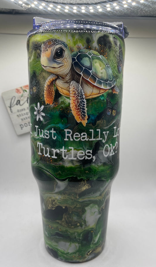 40oz Tumbler Alcohol ink, Epoxy. #43