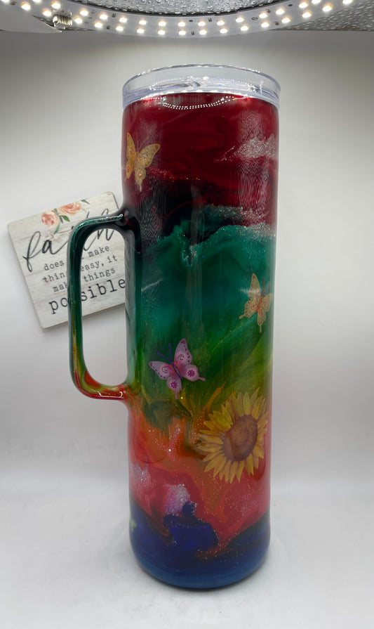30oz. Tall Skinny with Handle Rainbow Collection