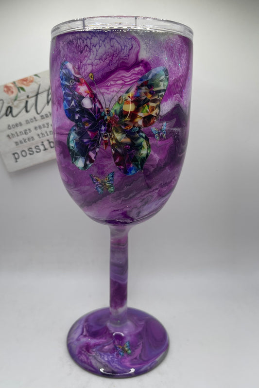 Wine Glass EPOXY coated #44